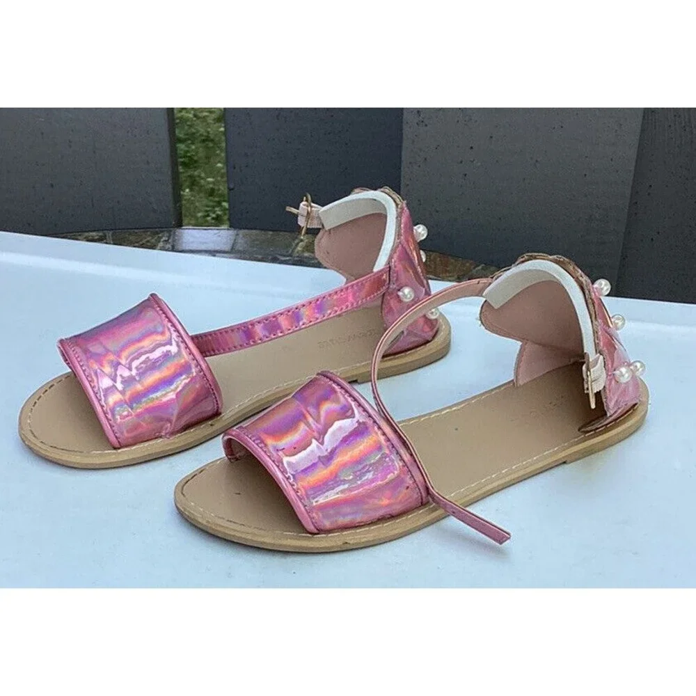 crewcuts girls pink sandals Pearls Shell Back Design Big Girls Sz 1